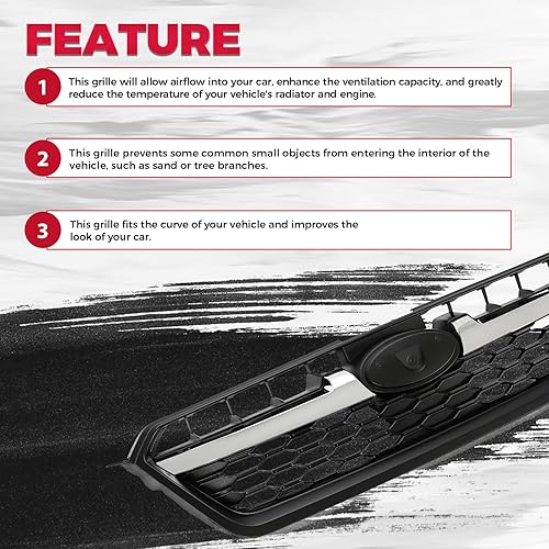 Miniatura 4 de HECASA Parrilla delantera compatible con Subaru Impreza 20112 2013 2014 91122FJ000 SU1200158 Conjunto de parrilla de parachoques negro+plateado