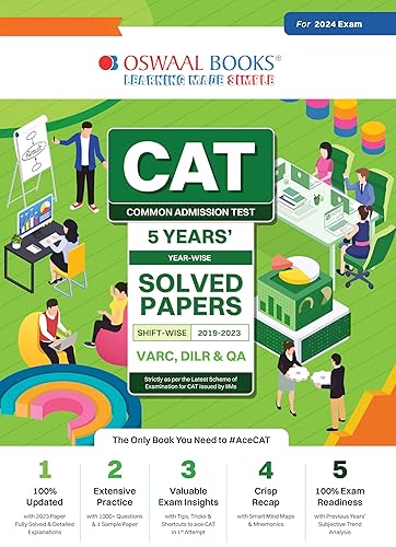 Oswaal CAT 5 Years Solved Papers (VARC, DILR &amp; QA) | Year-wise &amp; Shift-wise (2019 - 2023) for 2024 Exam