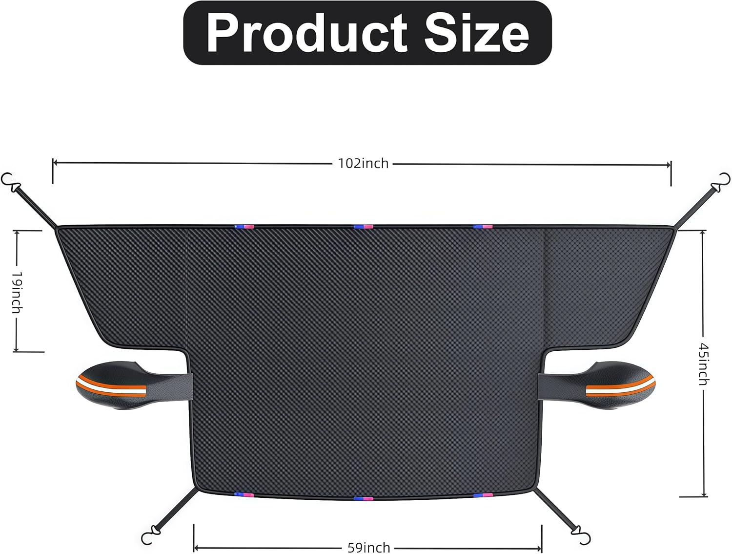 Windshield Snow Cover,Oxford Fabric Winter Frost Cover with Side Window and Rearview Mirror Protector, Extra Large Magnetic Frost Guard Windshield Cover for Most Cars,SUV,Sedan,Truck (Orange)