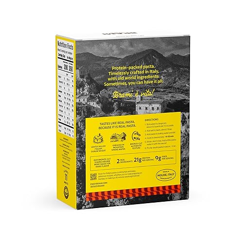 Miniatura 4 de Brami Radiatori Pasta de proteína italiana, baja en carbohidratos, alta fibra, sin OMG, keto, fabricada en Italia, pasta de sémola, fortificada con