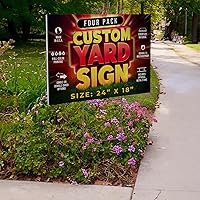 Vista 7 de Paquete de 4 letreros personalizados de 24 x 18 pulgadas con estacas, letreros personalizados para patio al aire libre, letreros corrugados