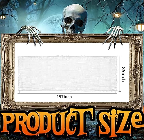 Miniatura 31 de Tela espeluznante de Halloween de 197 x 85 pulgadas, tela espeluznante de Halloween, tela espeluznante de gasa aterradora para casa encantada
