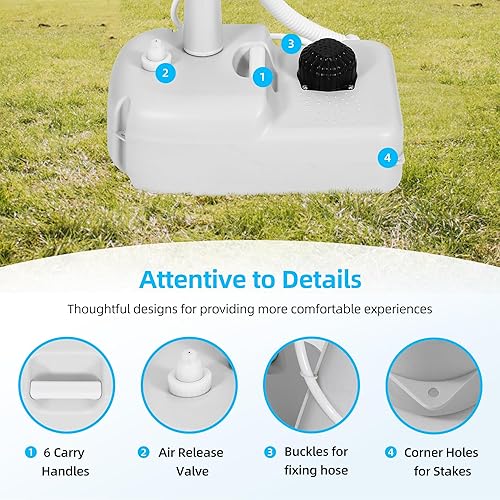 Miniatura 5 de YITAHOME Fregadero portátil para acampar, estación de lavado de manos, soporte de lavabo de 17 L con tanque de recuperación de 24 L, ruedas