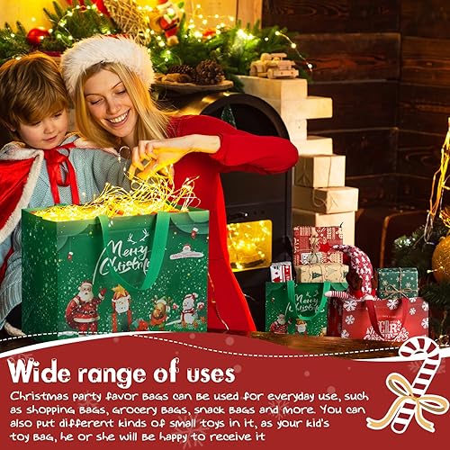 Miniatura 5 de Clysee 24 bolsas de regalo de Navidad, bolsas reutilizables de Navidad con asas, bolsas de regalo de Navidad no tejidas, regalo de Navidad para