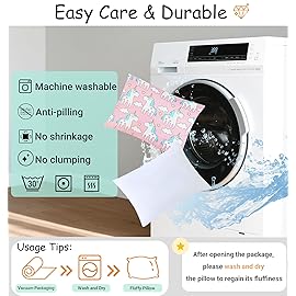 ZPECC Toddler Pillow with Pillowcase 2 Pack - 13x18 Organic Cotton Hypoallergenic Kids Pillow, Baby Essentials for Travel Crib Daycare Stroller (Intended for Age 2 and up) Pink Unicorn