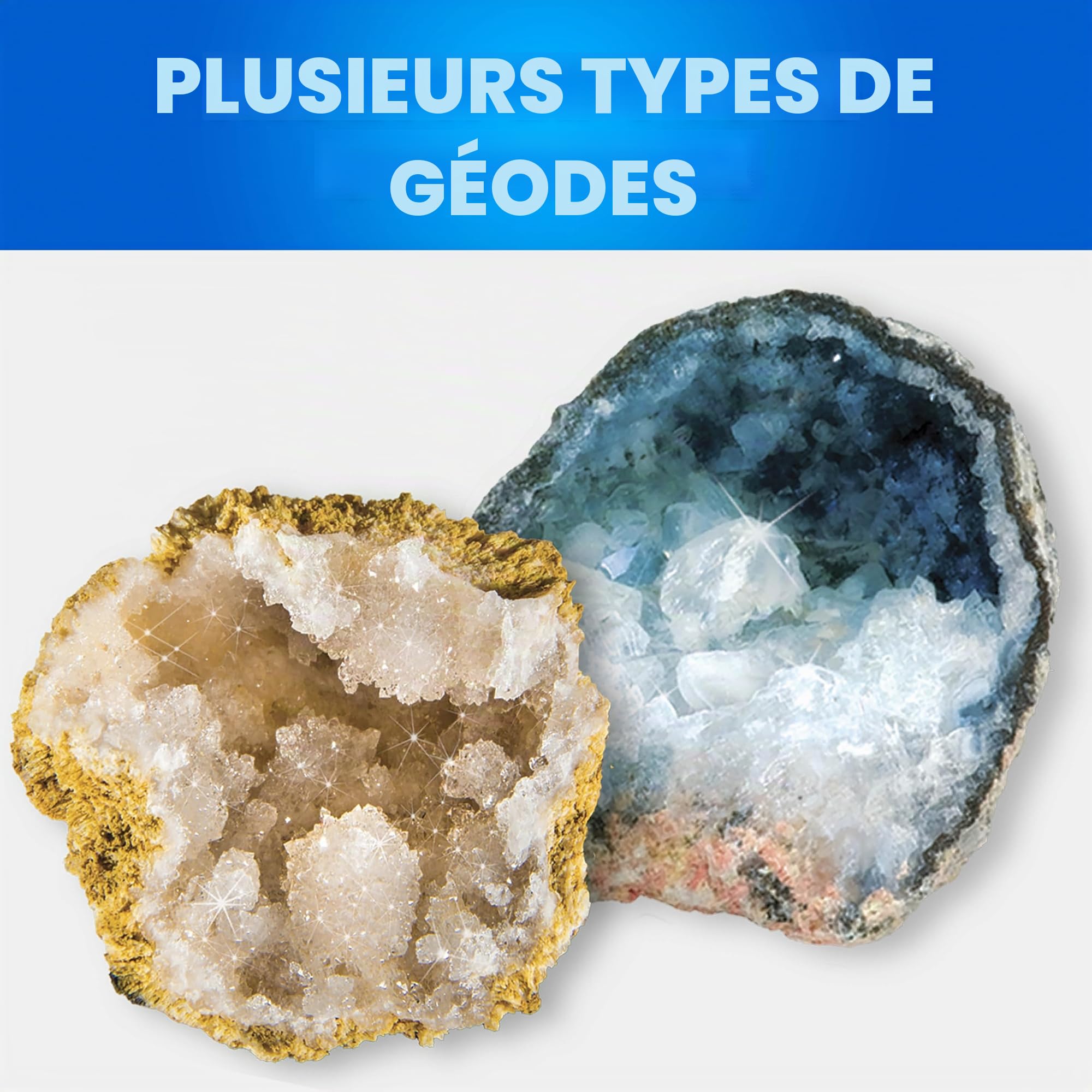 NATIONAL GEOGRAPHIC Brisez 15 Géodes Premium - avec Lunettes, Guide d'Apprentissage, 3 Présentoirs, Excellent Jouet Scientifique à et Cadeau Éducatif