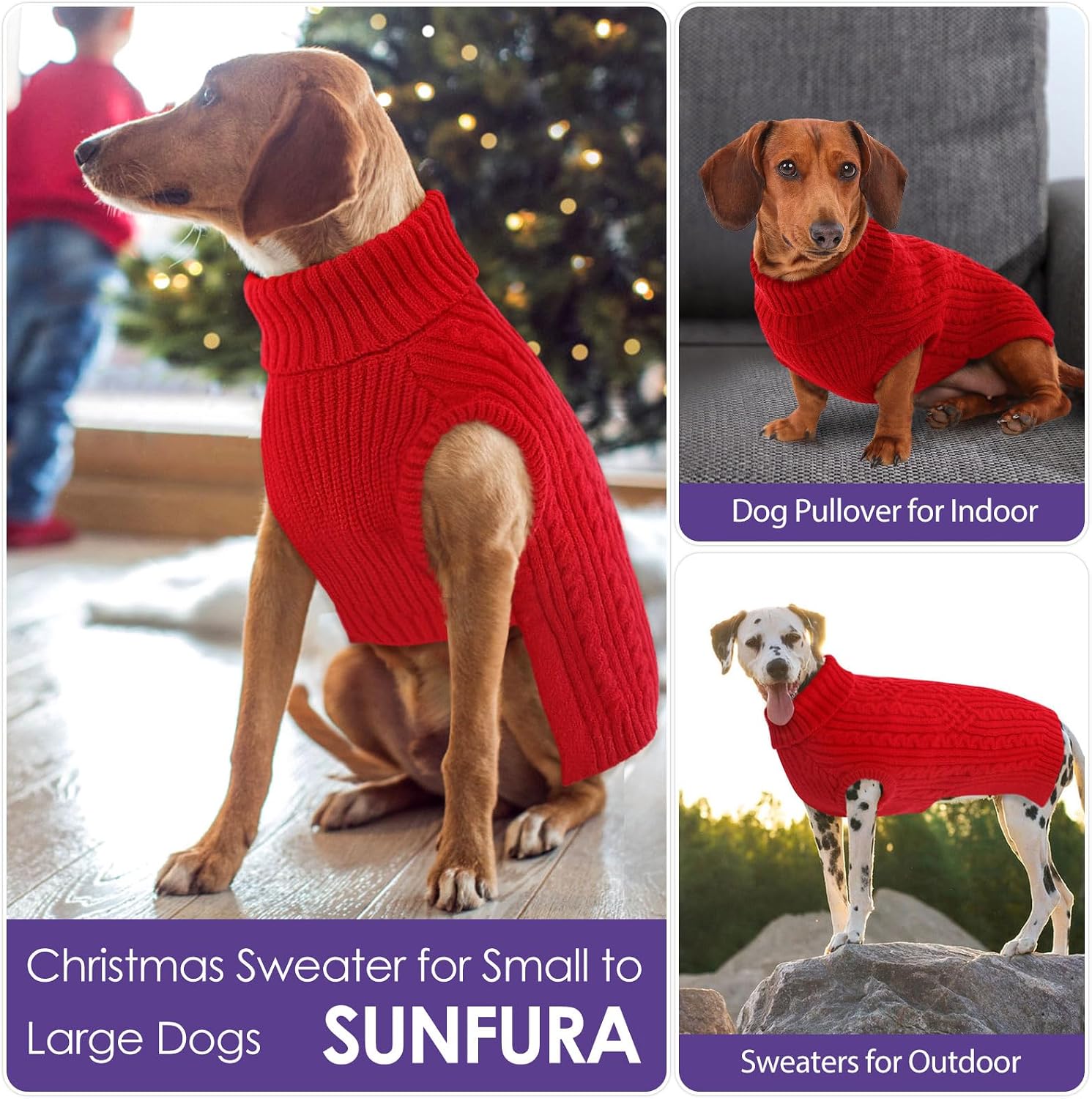 XL Dog Sweater, Warm Dog Sweaters for Large Dogs Boy Girl, Soft Doggy Xmas Pullover Clothes for Fall Winter, Solid Color Pet Knitted Knitwear for Pitbull, Labrador Retriever, Red XL