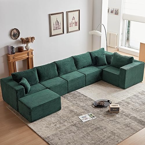 Miniatura 13 de Sofá modular sin hueso de 156 pulgadas, sofá modular en forma de nube, sofás seccionales para sala de estar, sofás en forma de U de 7 plazas con