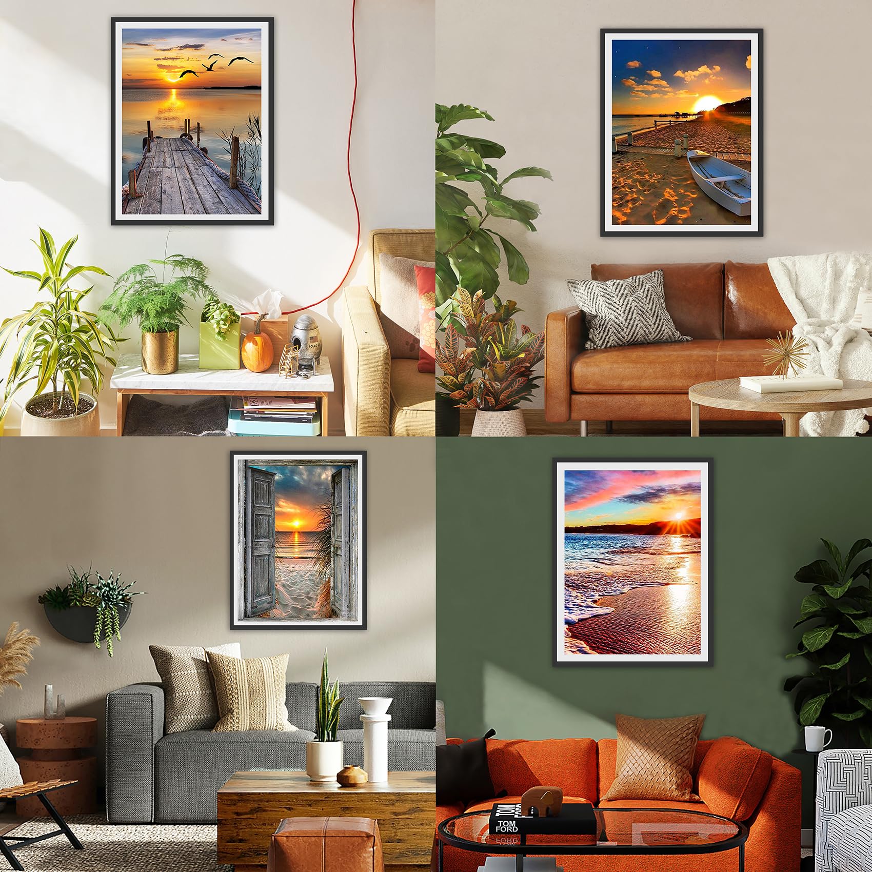 Lot de 9 diamants peinture pour adultes – Diamond Painting Paysage avec diamants peinture au coucher du soleil bricolage pour adultes (lot de 9, 30 x 40 cm)