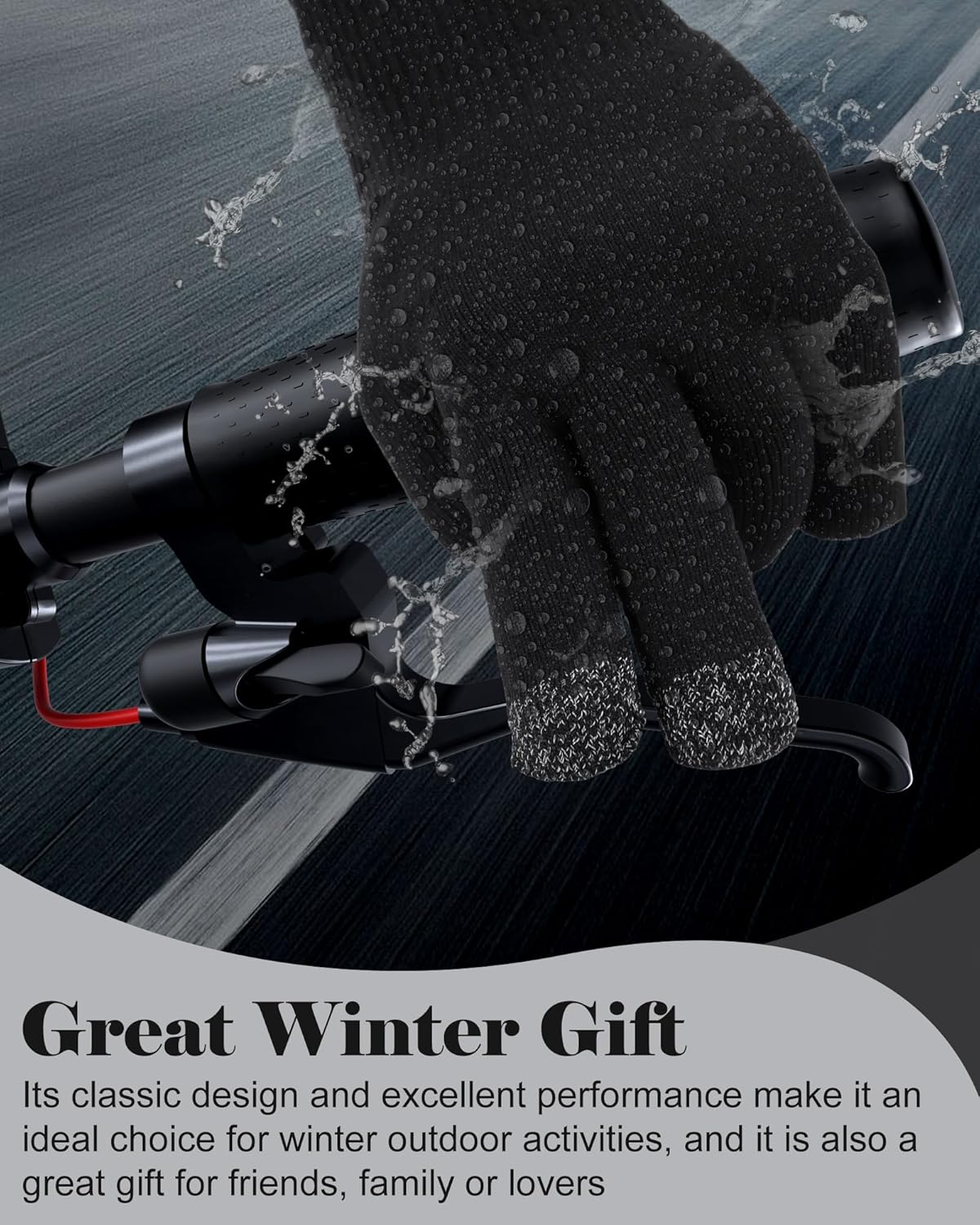 Eurzom Winter Thermal Waterproof Gloves for Adult Knit Windproof Touchscreen Non Slip 3-layer Warm Gloves for Hiking Skating
