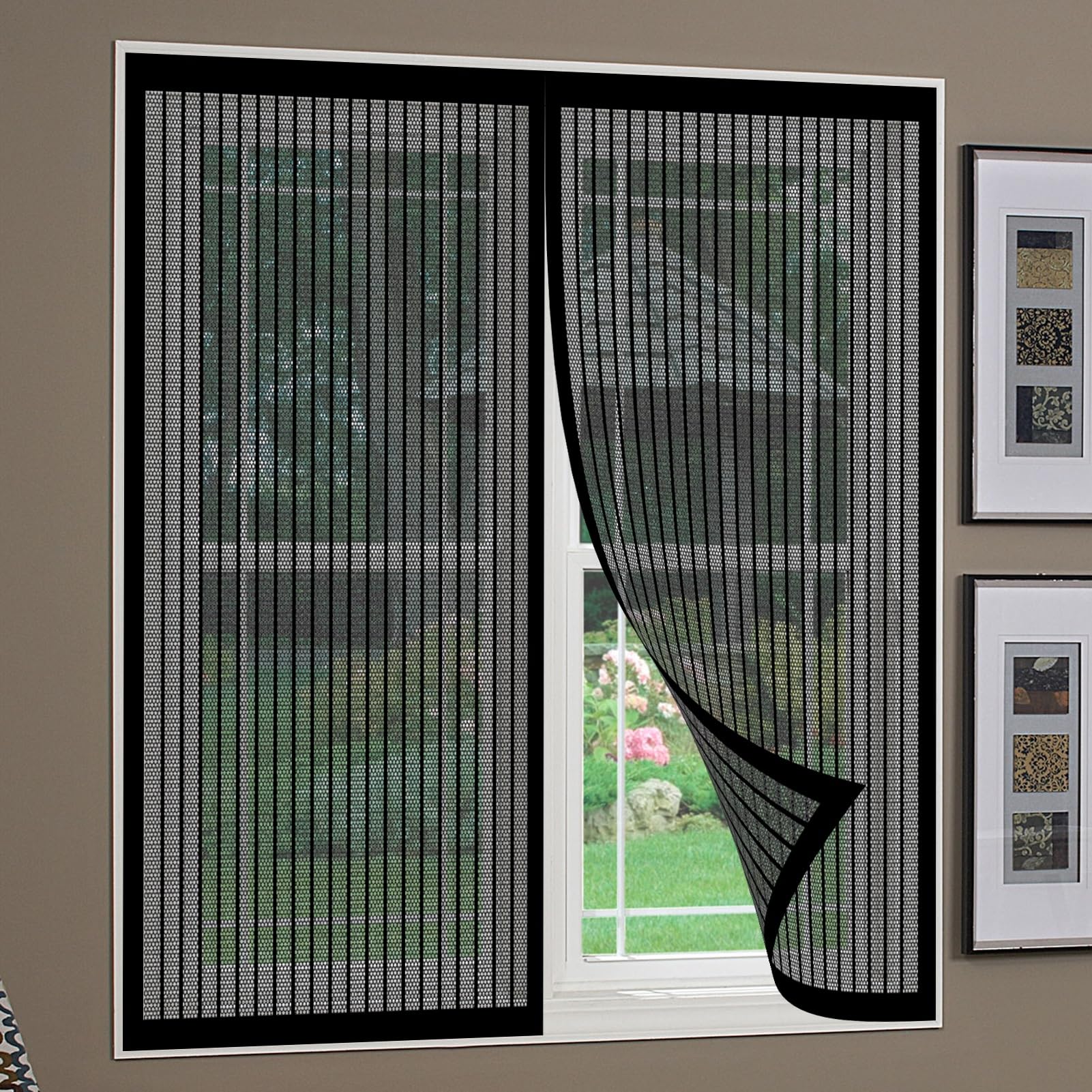 Fly Screens for Windows 186 x 145 cm No Drilling Required Fly Net for Windows Magnetic Durable & Easy to Maintain Fitted to Multiple, Black