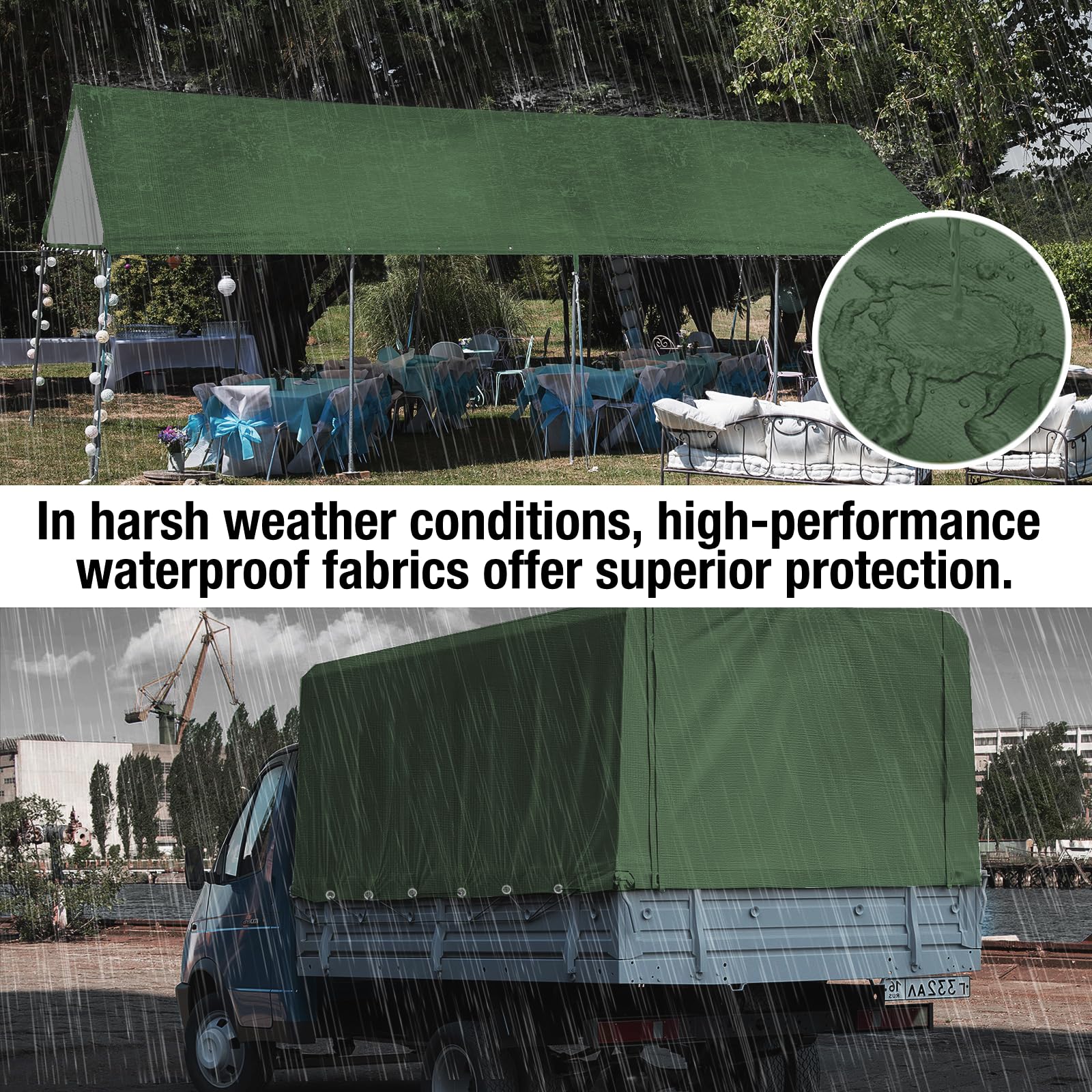 Bâche imperméable avec œillets, 120g/m² bâche tissée en PE, bâche de camion protection résistante aux intempéries, poussière, UV-résistante à la déchirure, couverture pour meubles de jardin bois