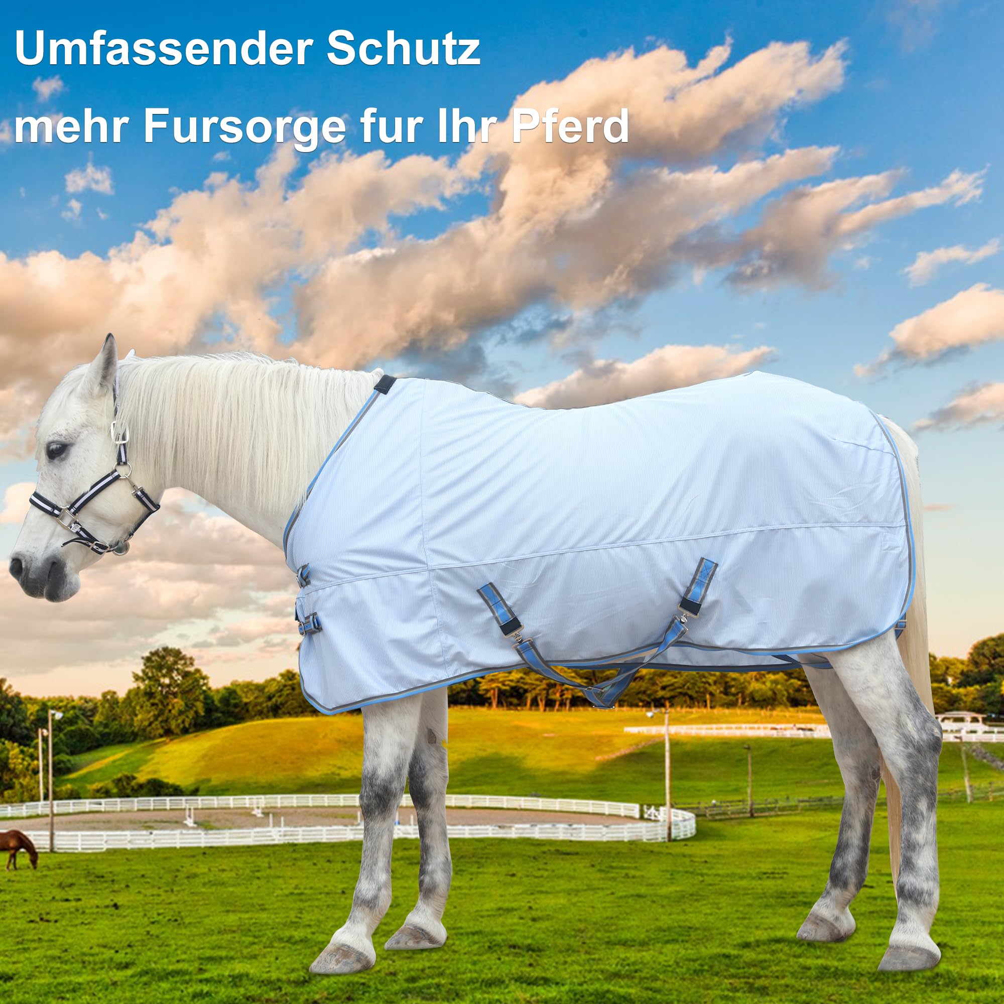 Manta antimoscas para caballo, manta para eccema con correa cruzada ajustable, protege la piel del caballo de arañazos, rayos UV y otras lesiones externas