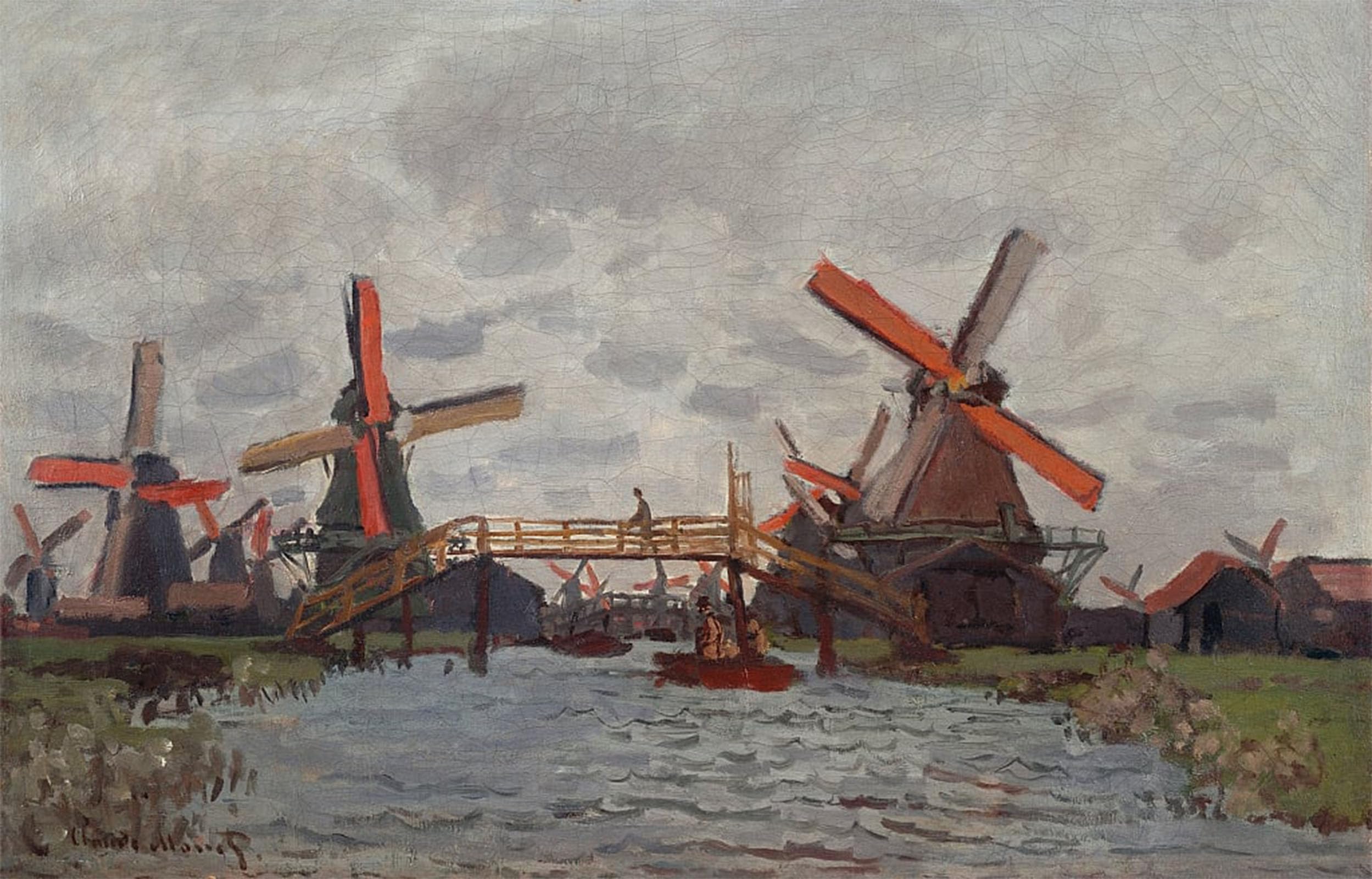 ARTXLXXBN Famous Art Print Poster Vintage Wall Art Mills At Westzijderveld Near Zaandam by Claude Monet Canvas Art Poster for Home Decor 60x90cm