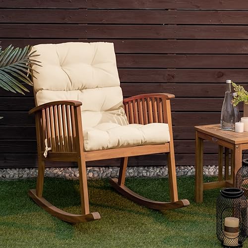Vista 3 de Tangkula Cojín para silla de respaldo alto para patio, 1 unidad (paquete de 1), color beige