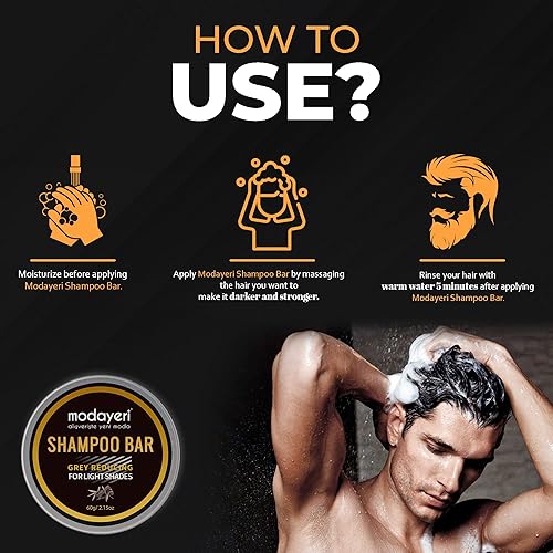 Miniatura 6 de Grey Hair Restoring Solid Shampoo Bar - Carbón de bambú Tratamiento especial para oscurecer naturalmente el cabello gris y blanco, 2.15 onzas