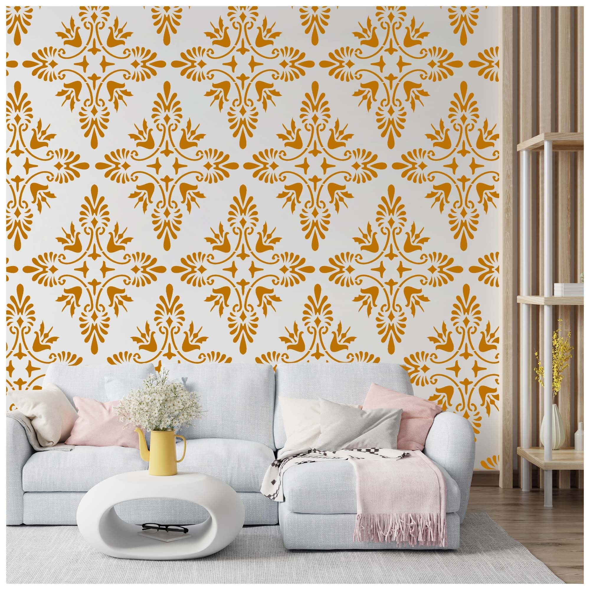 Kayra Decor Stencil for Wall Painting - Damask Design Pack of 1, 16 inch x 24 inch - (KHS265) (B079NGKDMZ) Amazon Price History, Amazon Price Tracker