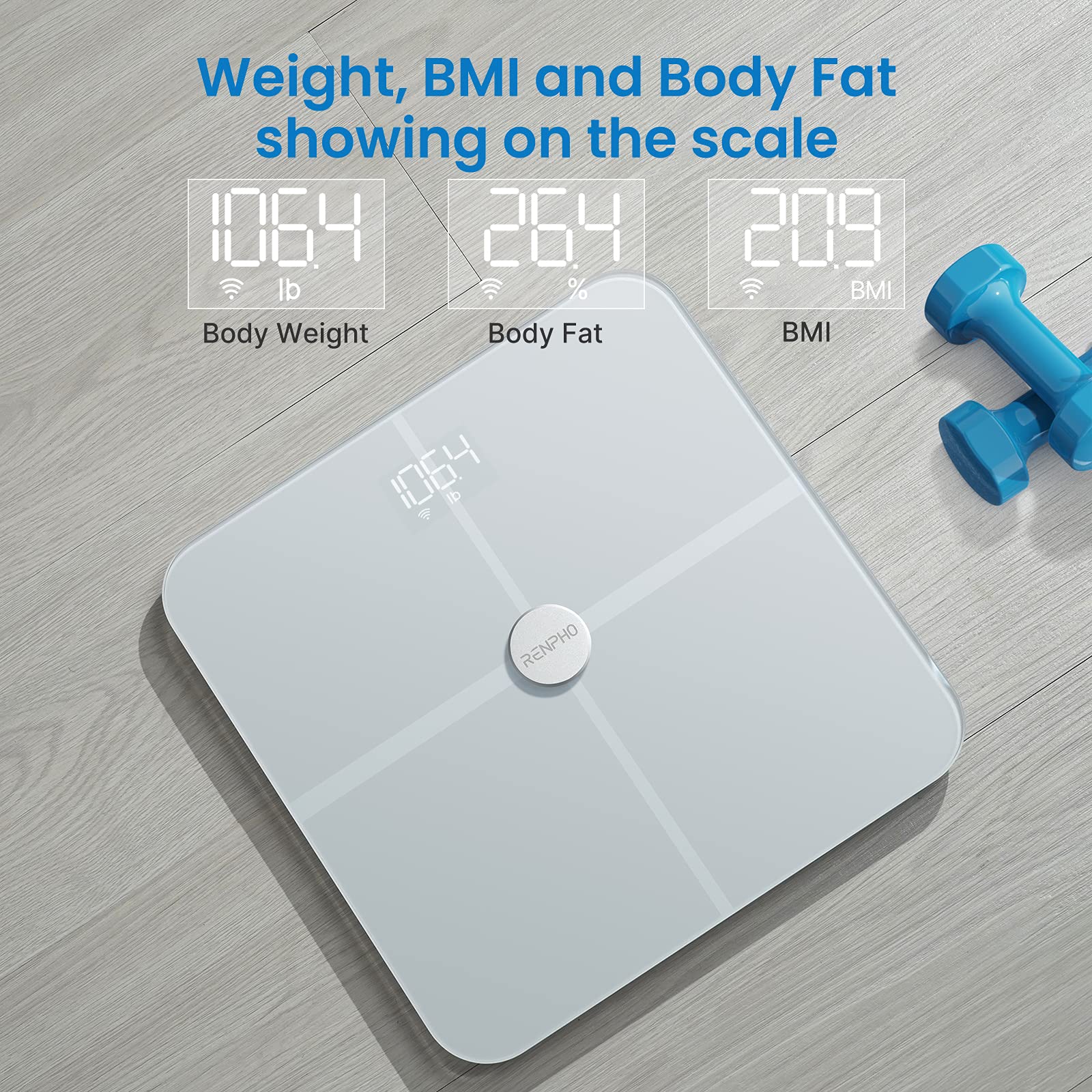 RENPHO WiFi Bluetooth Digital Bathroom Scale, Smart Body Fat Scale, Body Fat Percentage Health
