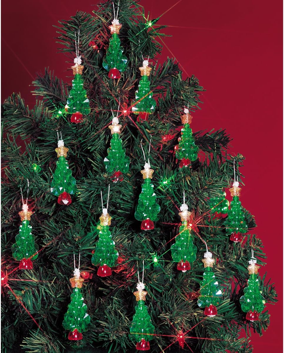 Beadery Holiday Beaded Ornament Kit, 2.25-Inch, Mini Trees, Makes 24 Ornaments