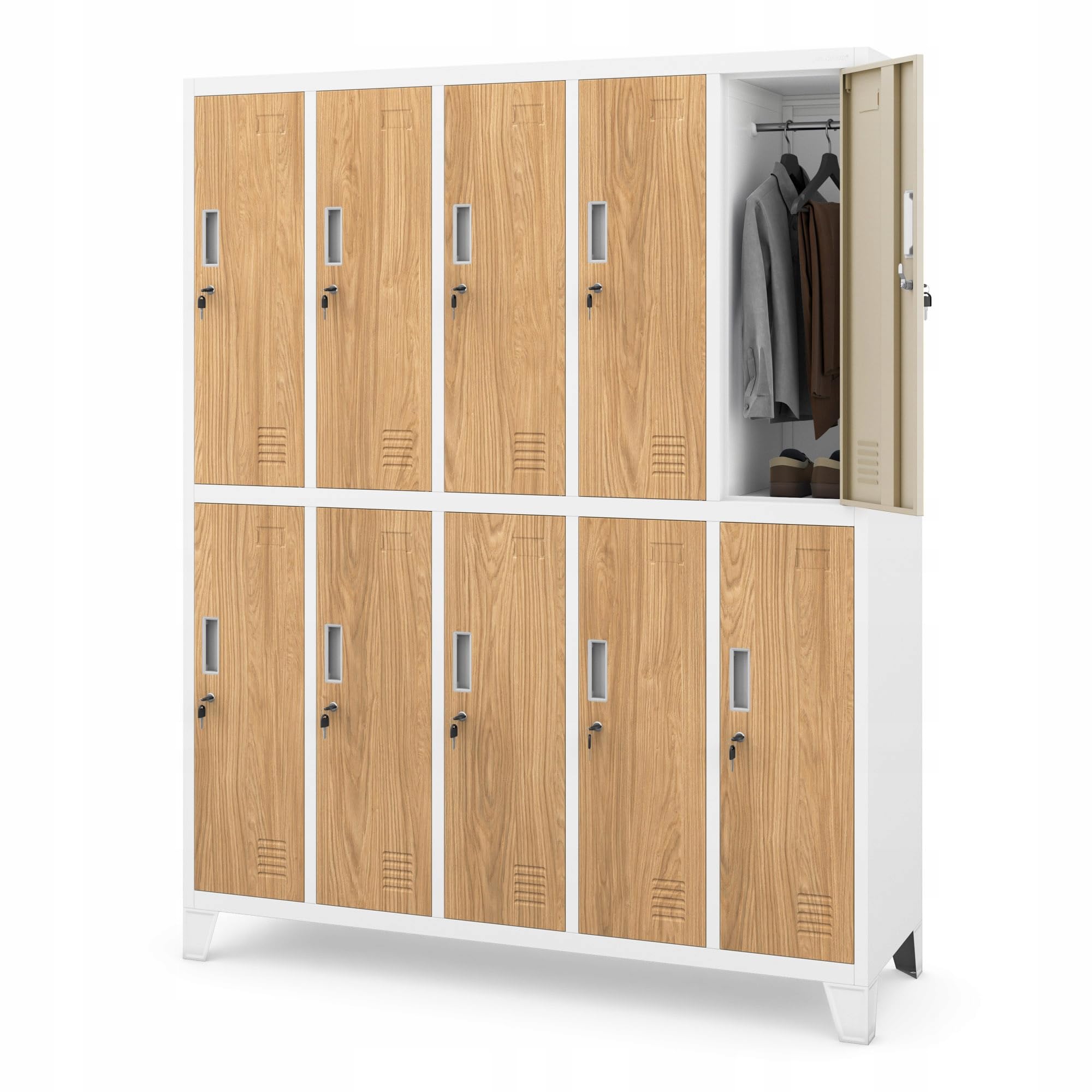 Jan Nowak Taquilla Vestuario Metálica 10 Puertas USB C, 172 x 136 x 45 cm