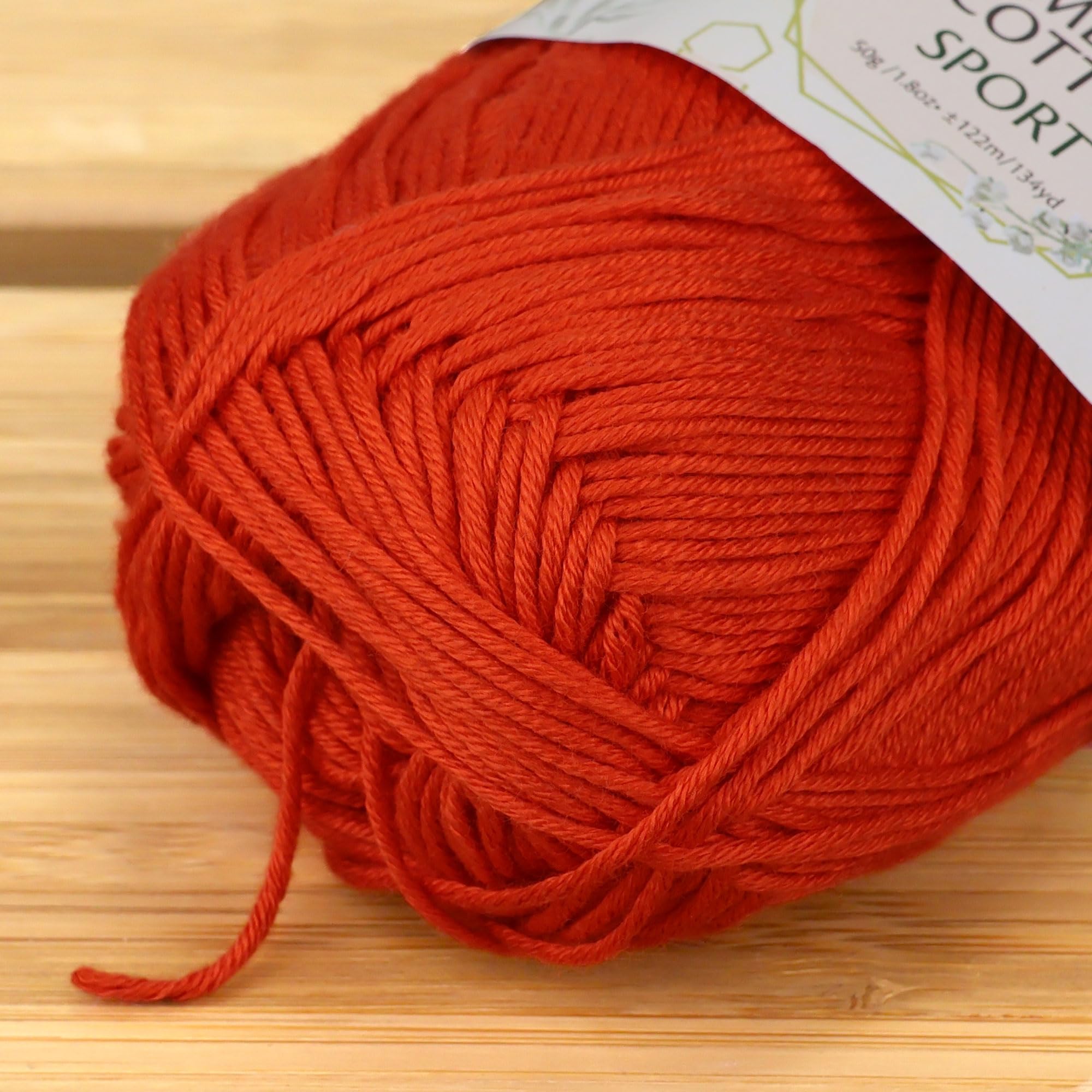 JubileeYarn Bamboo Cotton Sport Yarn - 50g/Skein - Cherry Red - 4 Skeins, 418 Cherry Red - Image 3