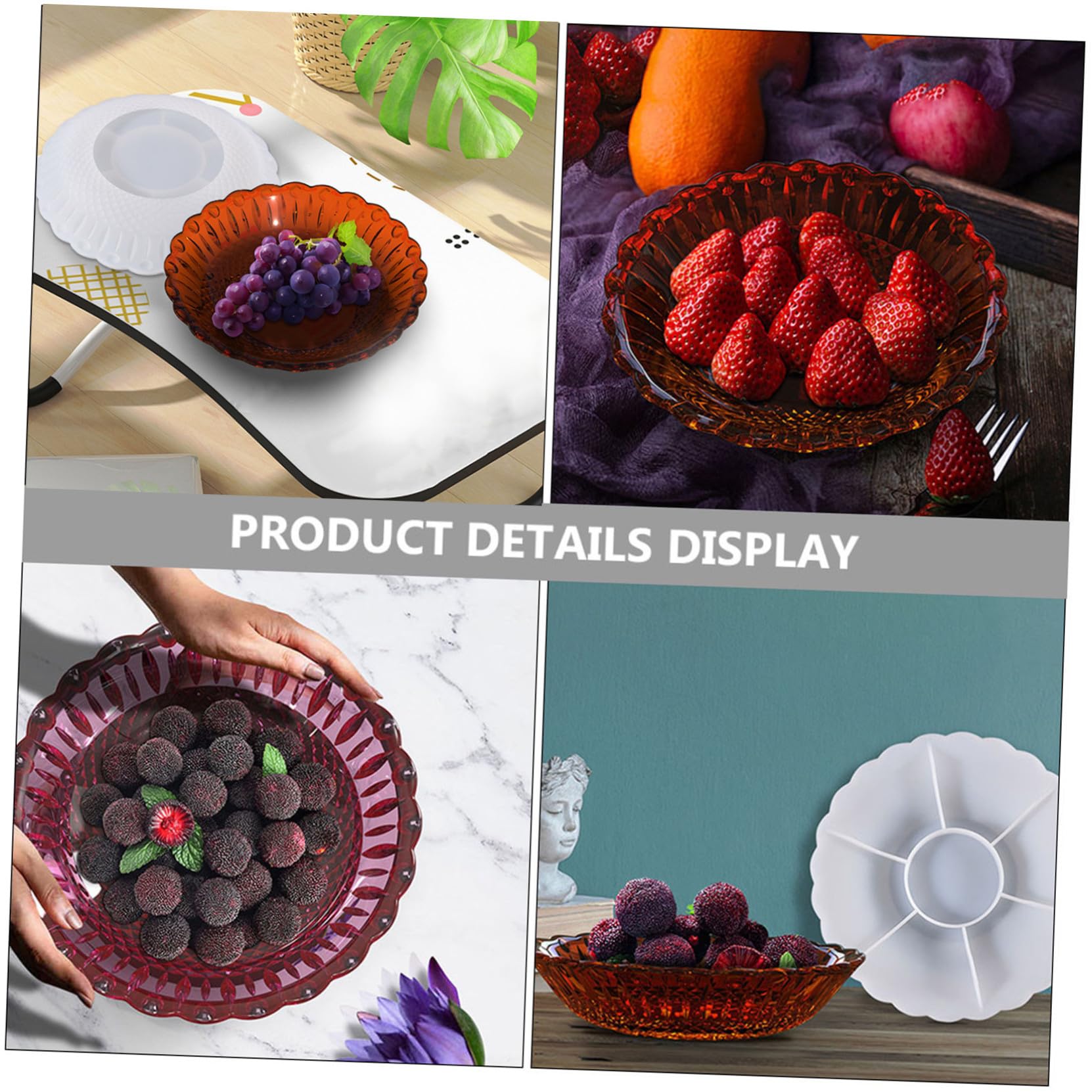 Molde de Silicona para Bandeja de Fruta DIY Molde para Platos Diseño de Encaje para Almacenamiento de Snacks Artesanal Reutilizable y Fácil de Limpiar