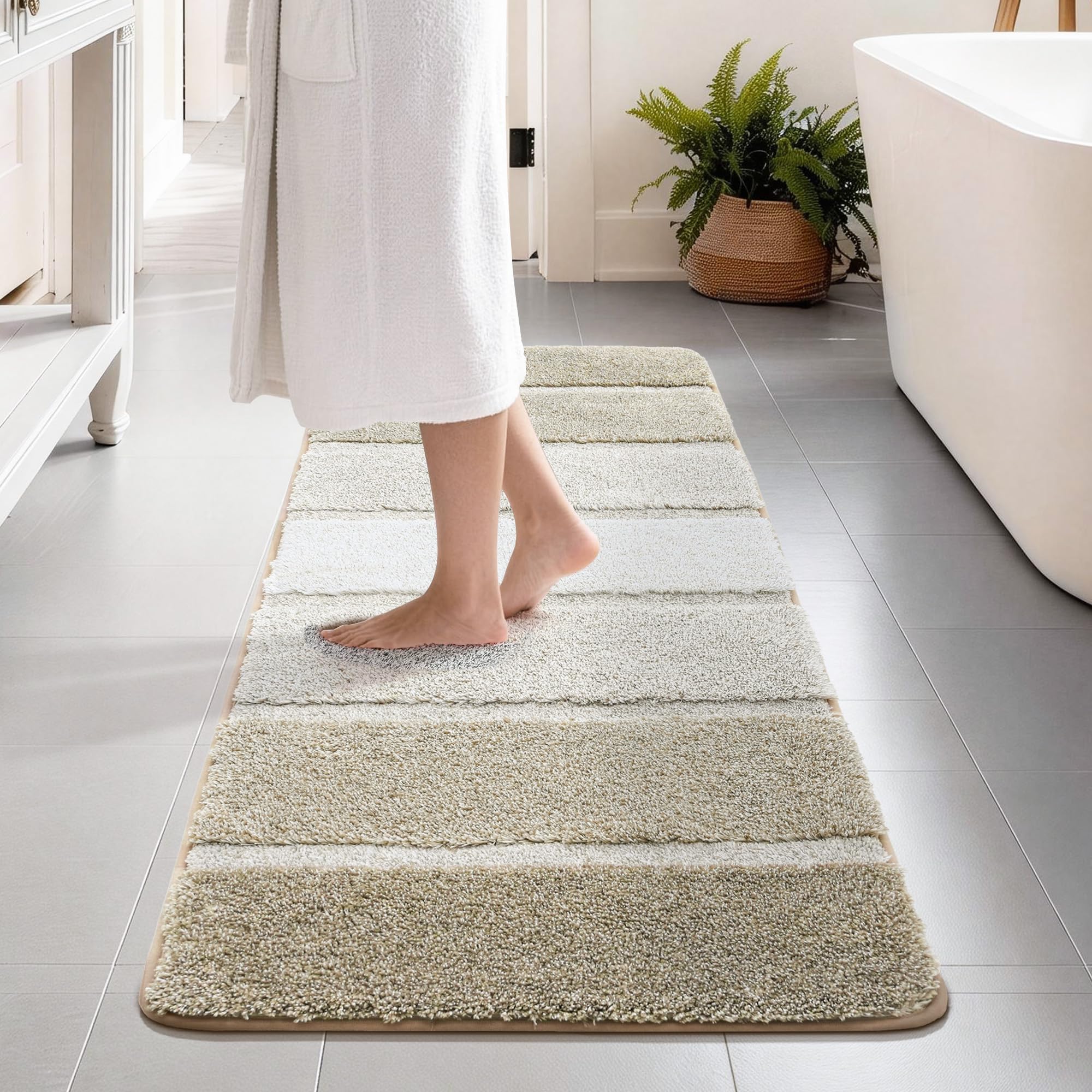 COSY HOMEER Badezimmerteppich 50 x 150 cm, Beige