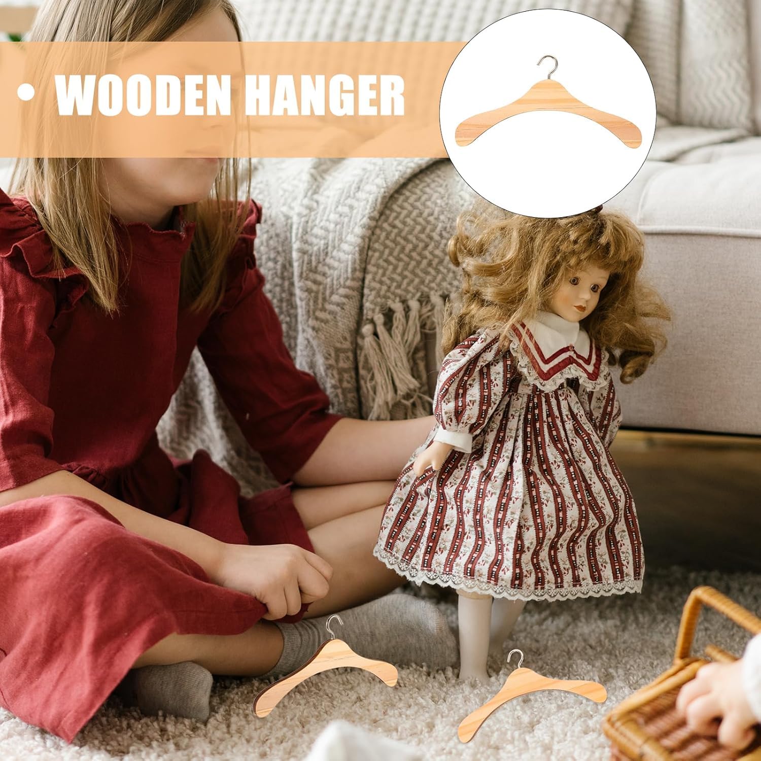 IMIKEYA 10Pcs Puppen Kleiderbügel: 12 cm Mini Kleiderbügel Puppenschrank Holz Puppenkleiderbügel - Miniaturkleiderbügel geeignet für 1/3-BJD-Puppen Puppenkleider