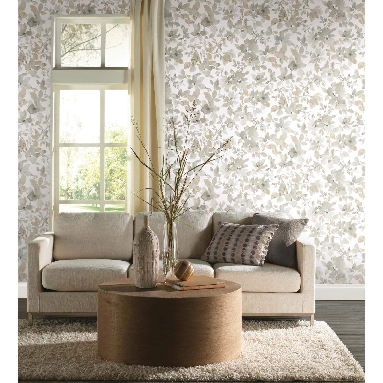 RoomMates Bright Watercolor Floral Peel and Stick Wallpaper, Pink, Blue, 41.9 x 52.1 cm - Image 3