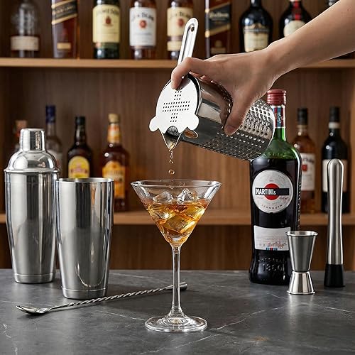 Miniatura 7 de Elsjoy Vaso mezclador de cóctel de acero inoxidable de 18 onzas, vaso mezclador de barman de doble pared, lata de mezcla de barra irrompible para