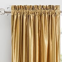 Vista 2 de Cortinas dorado oscuro de 108" para sala de estar, cortinas opacas de terciopelo con bolsillo para barra, para ventana, tratamiento de semi
