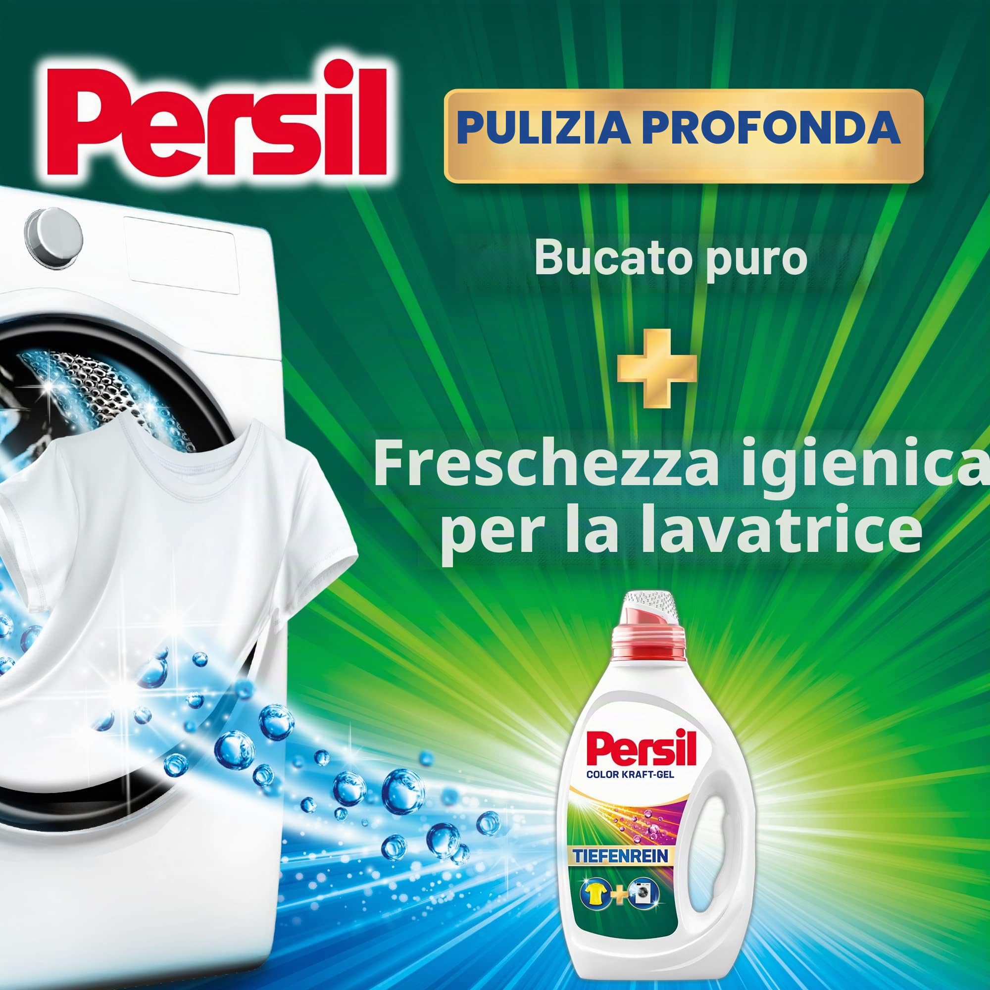 Persil Gel Color Kraft (80 lavaggi), detersivo liquido con tecnologia puramente profonda, detersivo per colori per capi puri e freschezza igienica per la macchina, efficace a partire da 20 °C