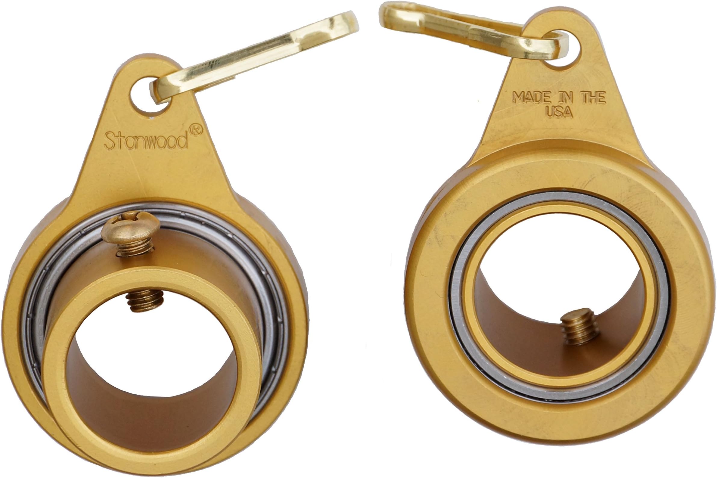 Stanwood Wind Sculpture Non Tangle Flagpole Swivel/Rotating Ring, Anodized Aluminum Spinner with Stainless Steel Bearing - 1", Pack of 2 - Proudly Made in the USA