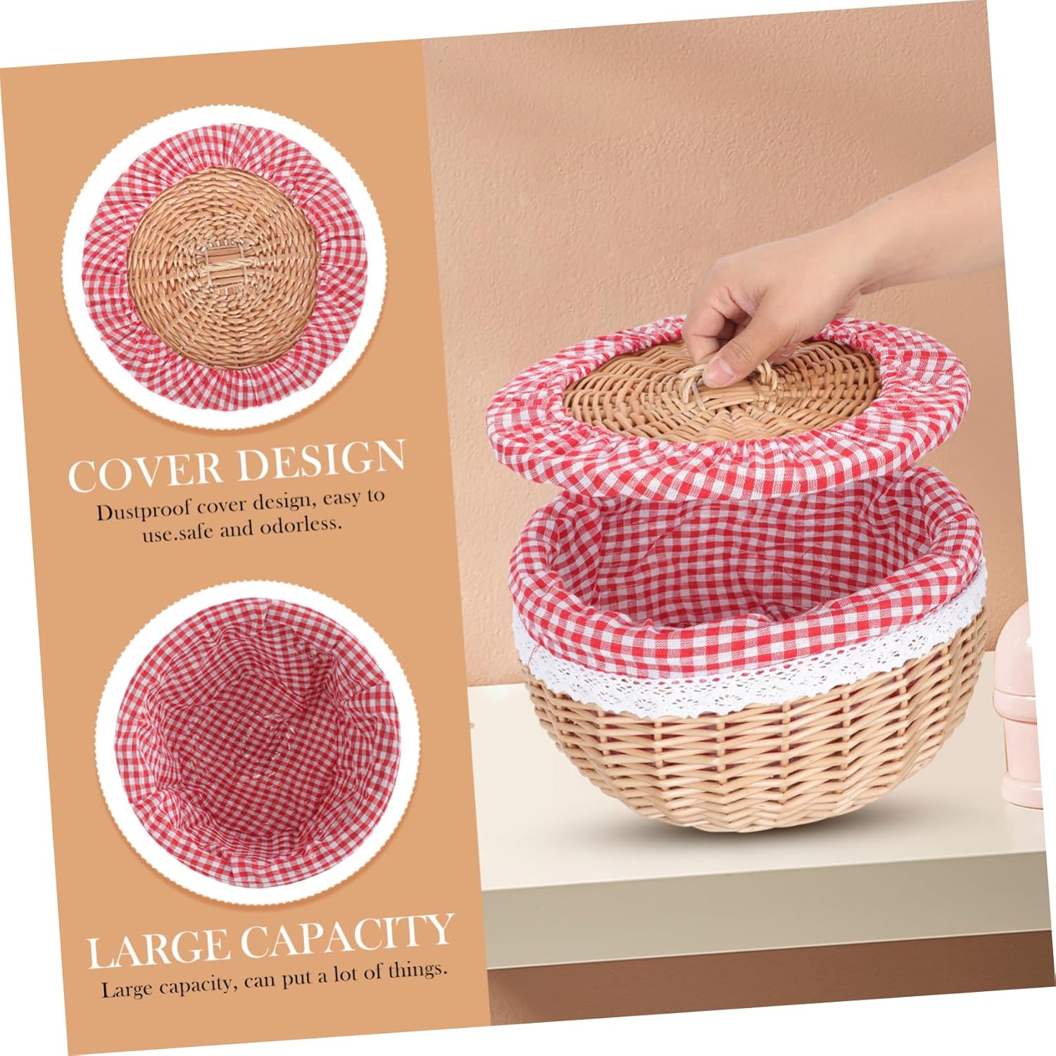 ABOOFAN Bread Snacks Storage Wicker Basket Woven Basket for Shelves for Storage