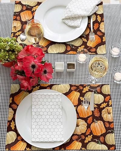 Miniatura 3 de Fall Pumpkins Table Placemats for Dining Table Set of 2,Cotton Linen Cloth Kitchen Place Mats with Pocket,SquareRectangleRound Table