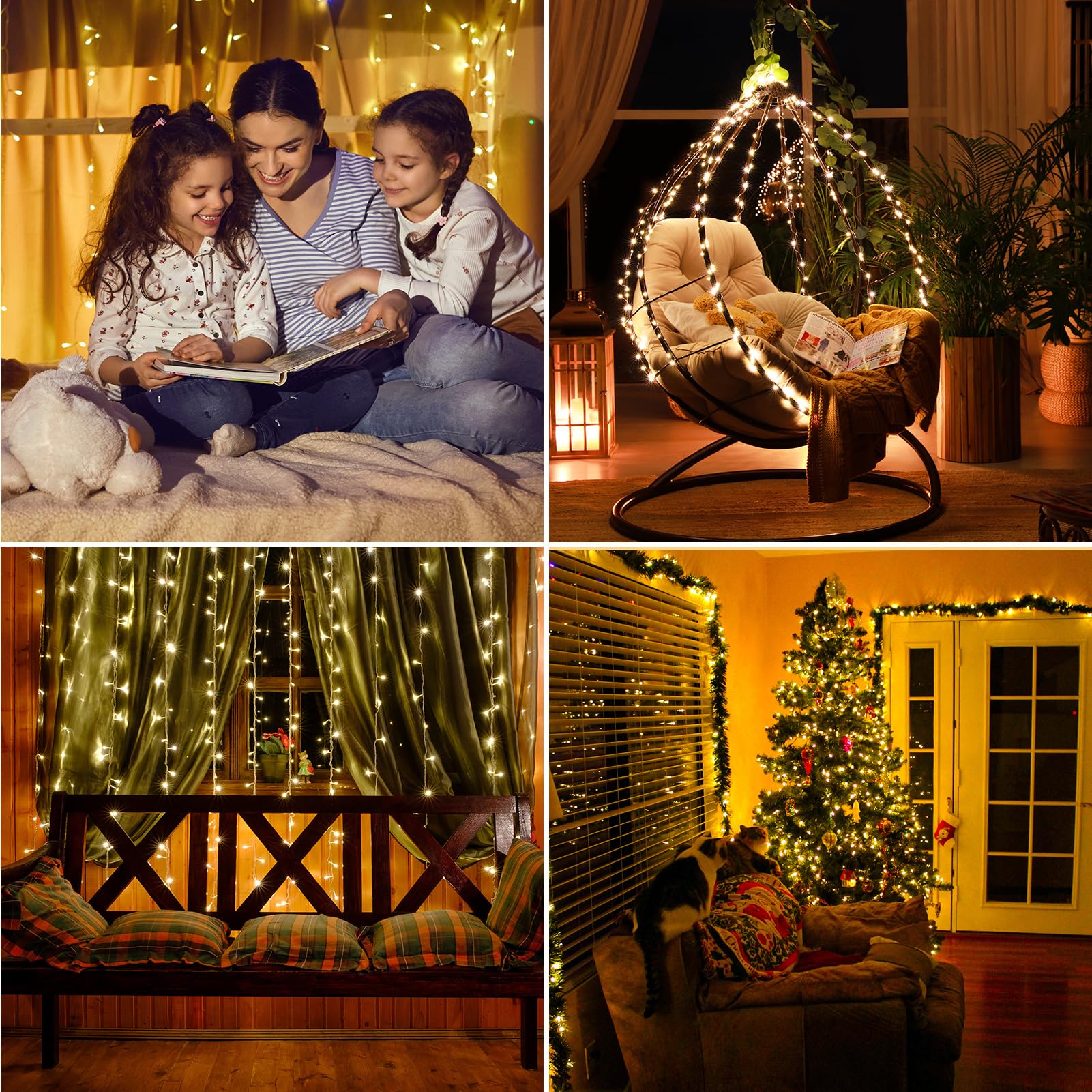 Uping Luci Natale Esterno Interno Luci Albero di Natale 20M 200LED Luci LED per Albero di Natale Bianco Caldo Catena Luminosa da Esterno Natalizie con 8 Modalità IP44 Impermeabile