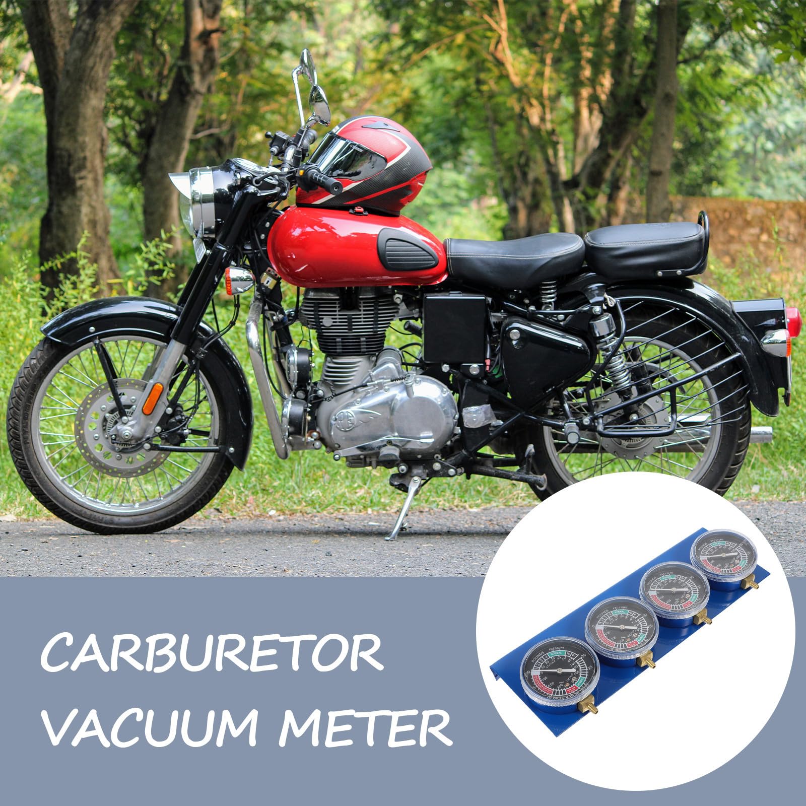 VICASKY Vacuometro Carburatori Moto con Tubo in Acciaio Inox | Sincronizzazione Motore, Manutenzione Auto e Officina, Materiali Abs, Gomma e Rame, per Appassionati