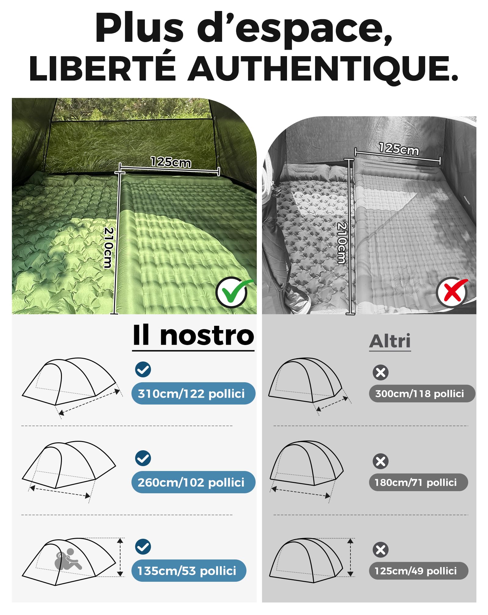 KingCamp Tenda Campeggio 2 posti/3 posti Leggera Tenda da Campeggio Portable Durable Breathable per 2/3 Persone per Campeggio Escursioni Arrampicata