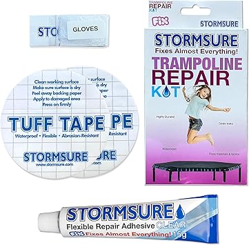 Stormsure Trampoline Repair Kit - Make Extremely Strong, Flexible asnd Waterproof Repairs to Your Trampoline Mat