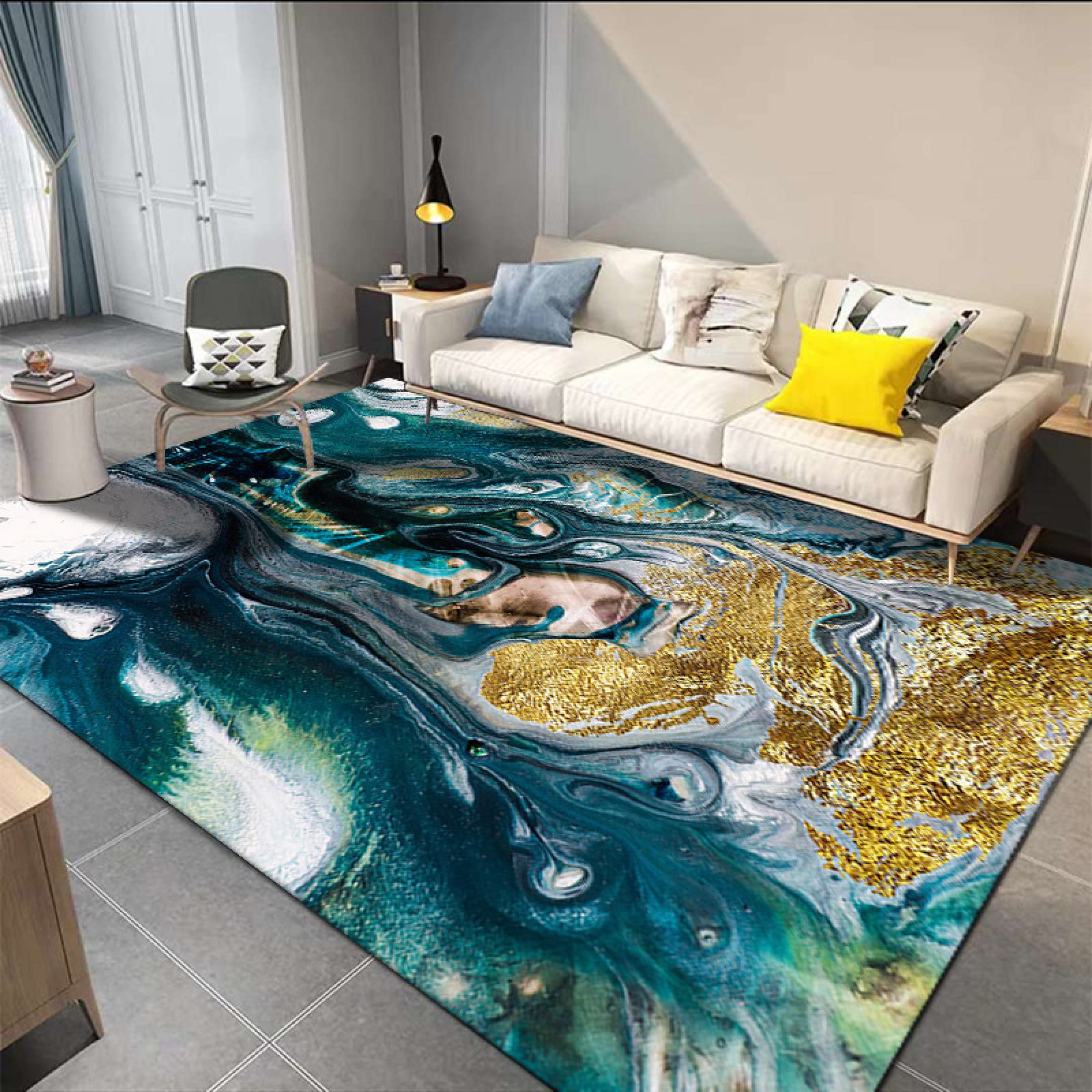 Tapis de grande surface 160x280 cm moderne et doux pour salon et chambre