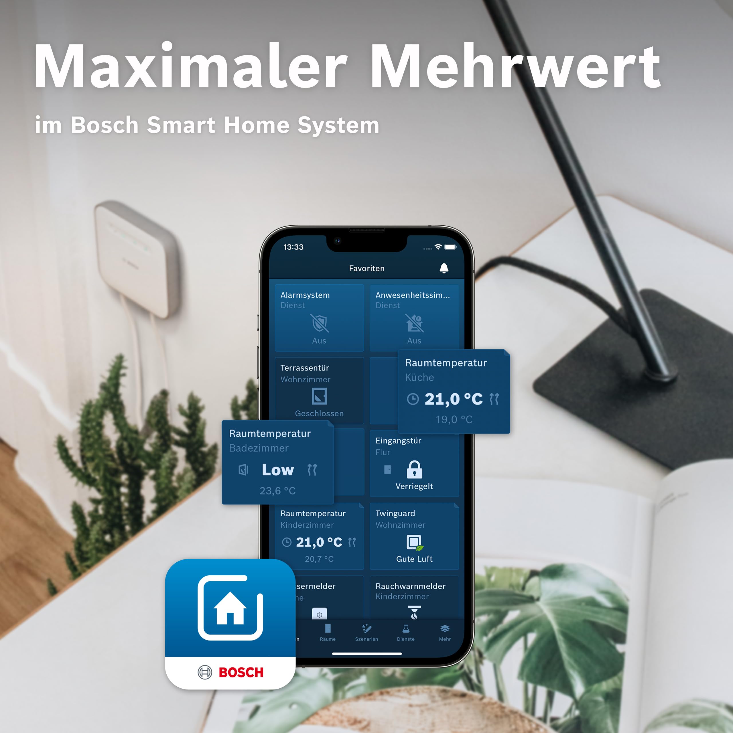 Bosch Smart Home smartes Heizkörperthermostat Starter-Set, 1x Controller II, 3x Heizkörperthermostat II [+M]