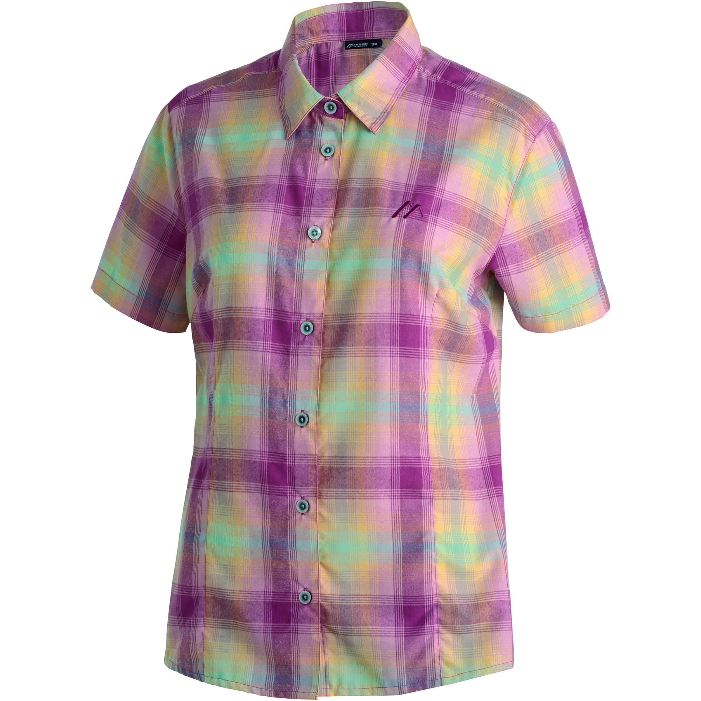 maier sports Donna Philina Camicetta, Lilac-Berry-Yellow-Check, L