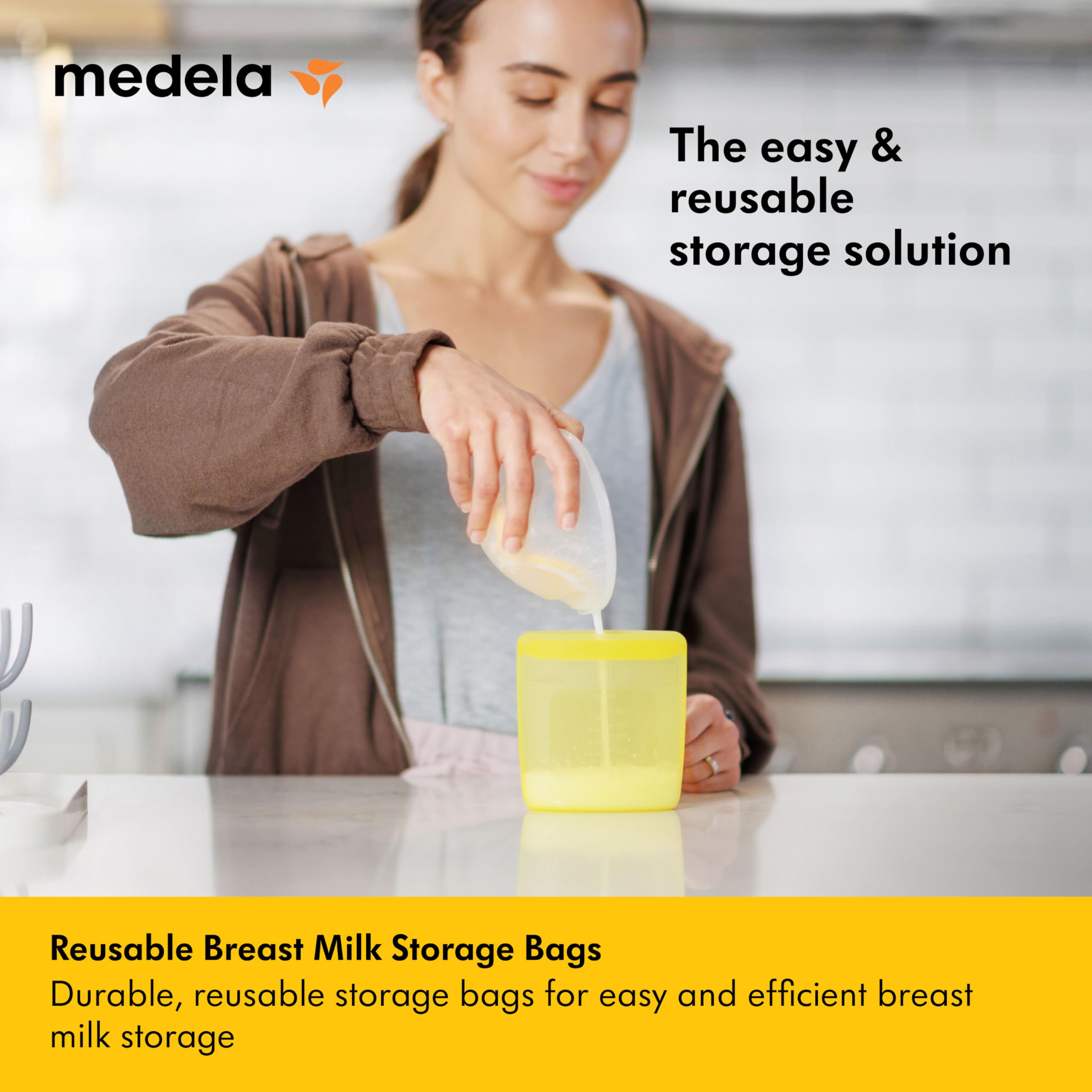 Medela Sacche per Latte Materno Riutilizzabili con Ampia Apertura e Design Monopezzo a Doppia Chiusura Ermetica, Conservabili in Frigo e Freezer, 220 ml, per 500 Utilizzi