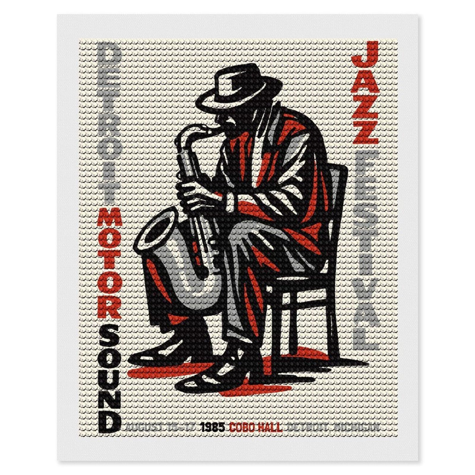 Junmoney Detroit Jazz Festival 1985 Diamond Painting Kit 16"x20", Festive Craft Gift, Bedroom Decor, Full Kit Included, Creative Gift Idea