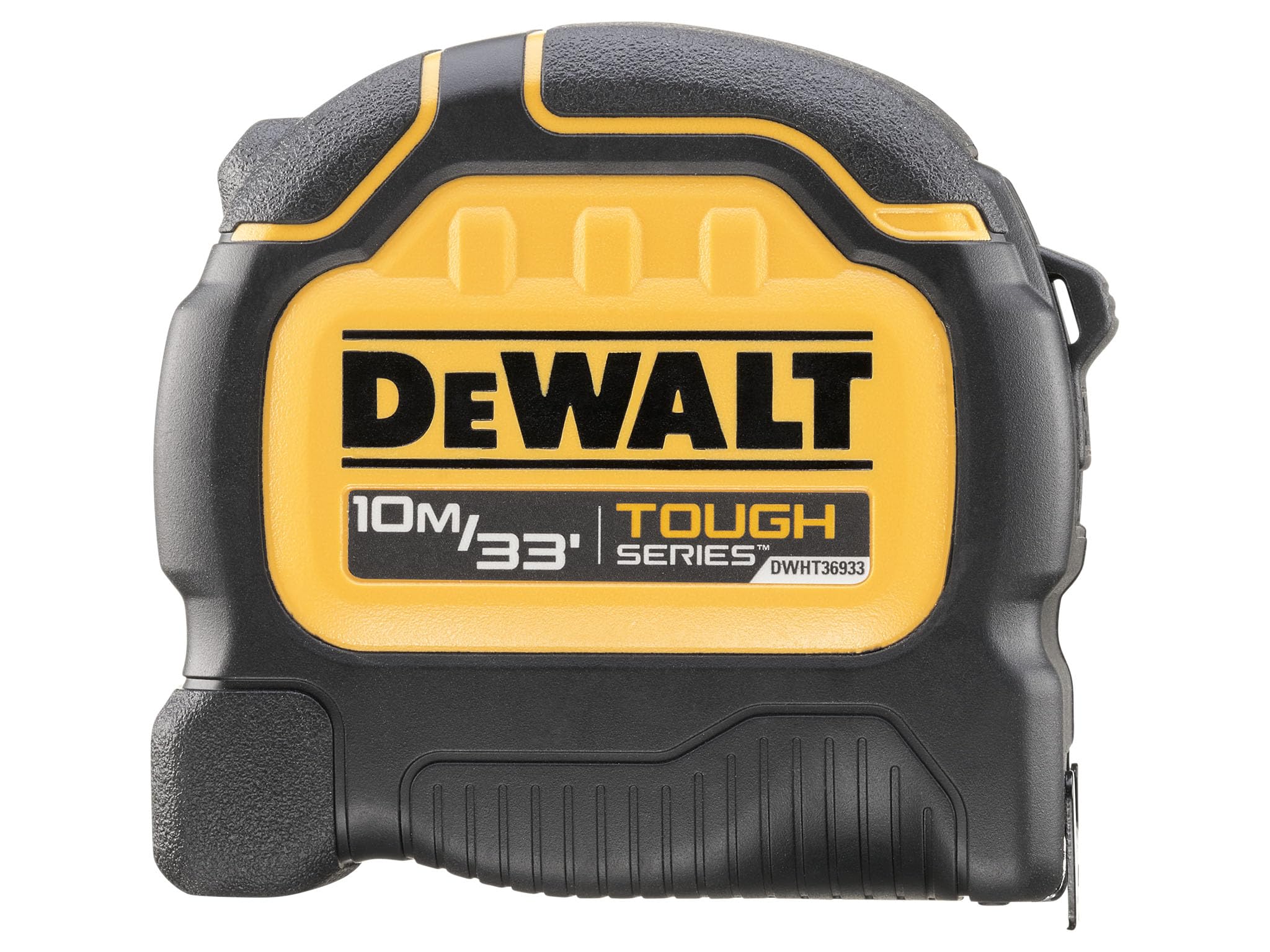 DeWALT TOUGHSERIES™ - Cinta métrica de 10 m (32 mm de ancho) Rip-Shield; revestimiento de hoja que proporciona una mayor durabilidad, carcasa ultra resistente que mantiene la cinta segura y segura EC