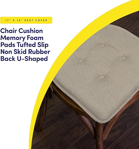 Miniatura 3 de Sweet Home Collection - Cojín de asiento de espuma viscoelástica y respaldo de caucho antideslizante con capitoné para silla, cojín en U, 17x16
