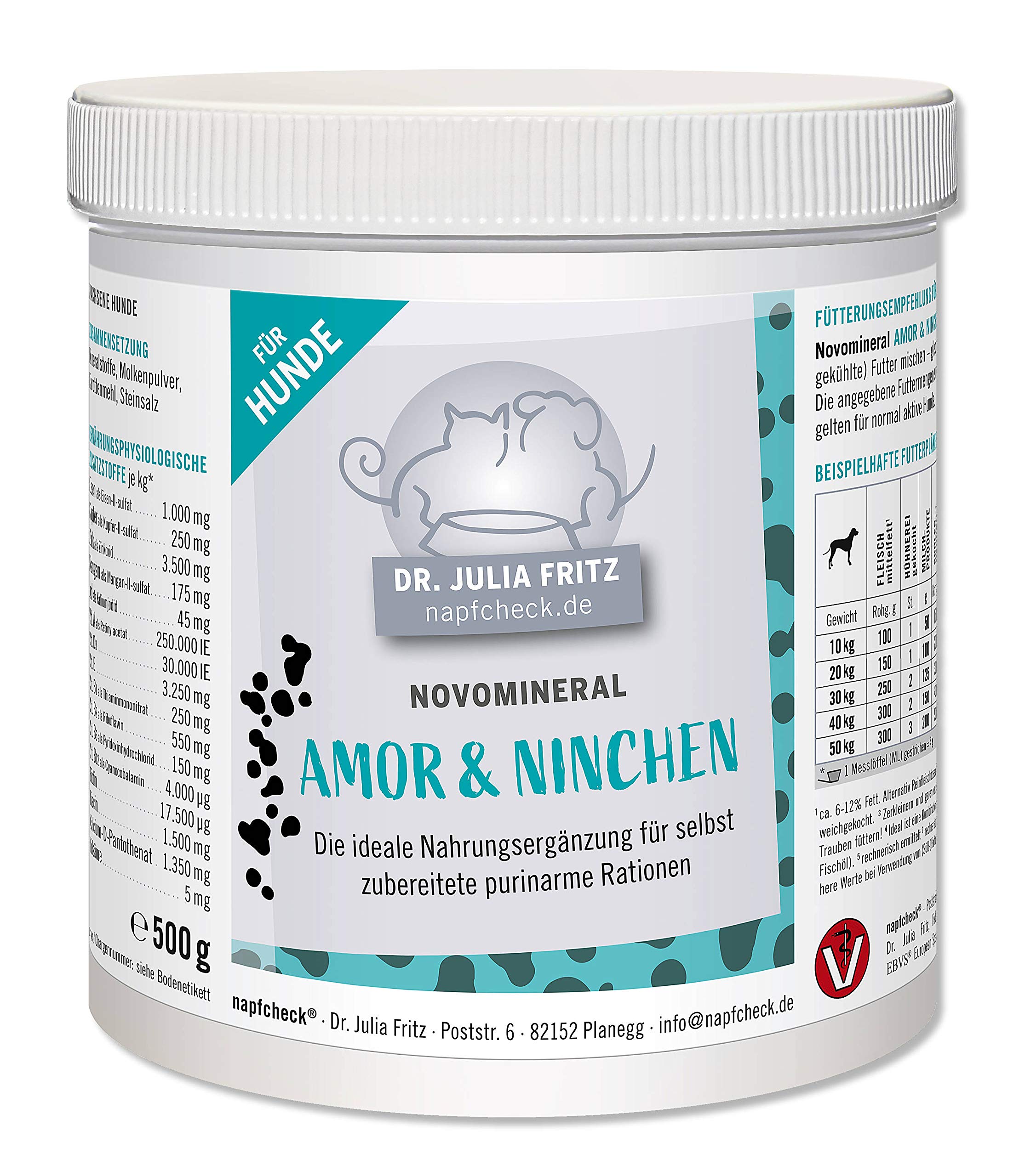 napfcheck Amor & Ninchen - für purinarme Rationen oder Leishmaniose Diäten - für den Hund - 500 g