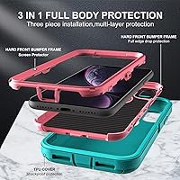 Vista 4 de Funda para iPhone XR, grado militar 3 en 1, resistente a los golpes, a prueba de caídas, polvo con 2 protectores de pantalla de vidrio templado Azul