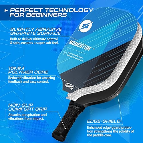 Miniatura 2 de Dinkly Juego de 2 palas de pickleball aprobadas por USAPA, 2 raquetas de pickleball, 4 bolas y 1 bolsa de transporte portátil, juego de bolas de