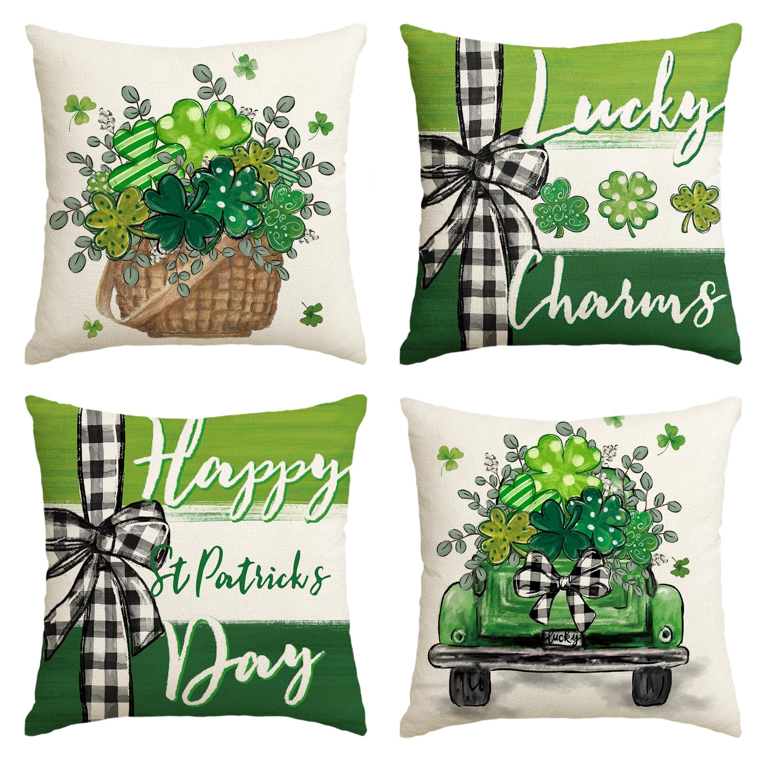 Housse de coussin Saint-Patrick 45x45 cm AVOIN colorlife lot de 4